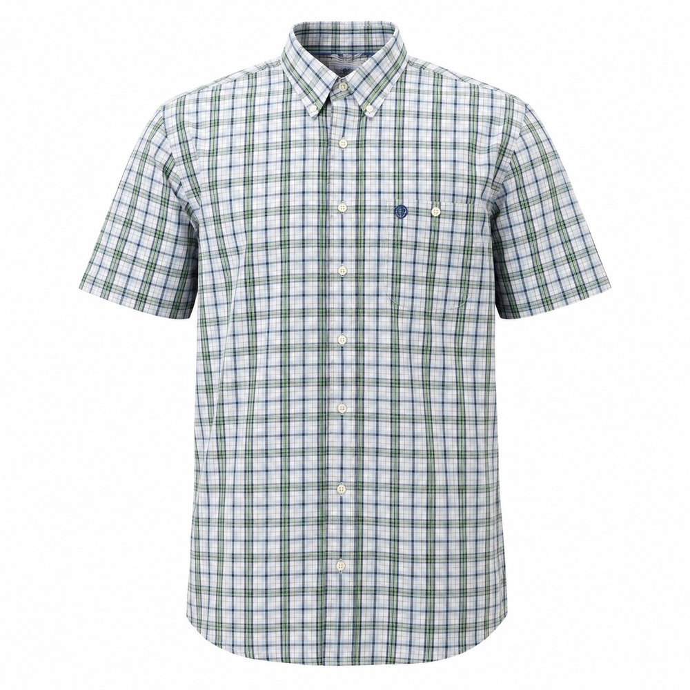 Wrangler George Strait Cowboy Cut Shirt Mens‎ XL Blue Green Plaid Short Sleeve